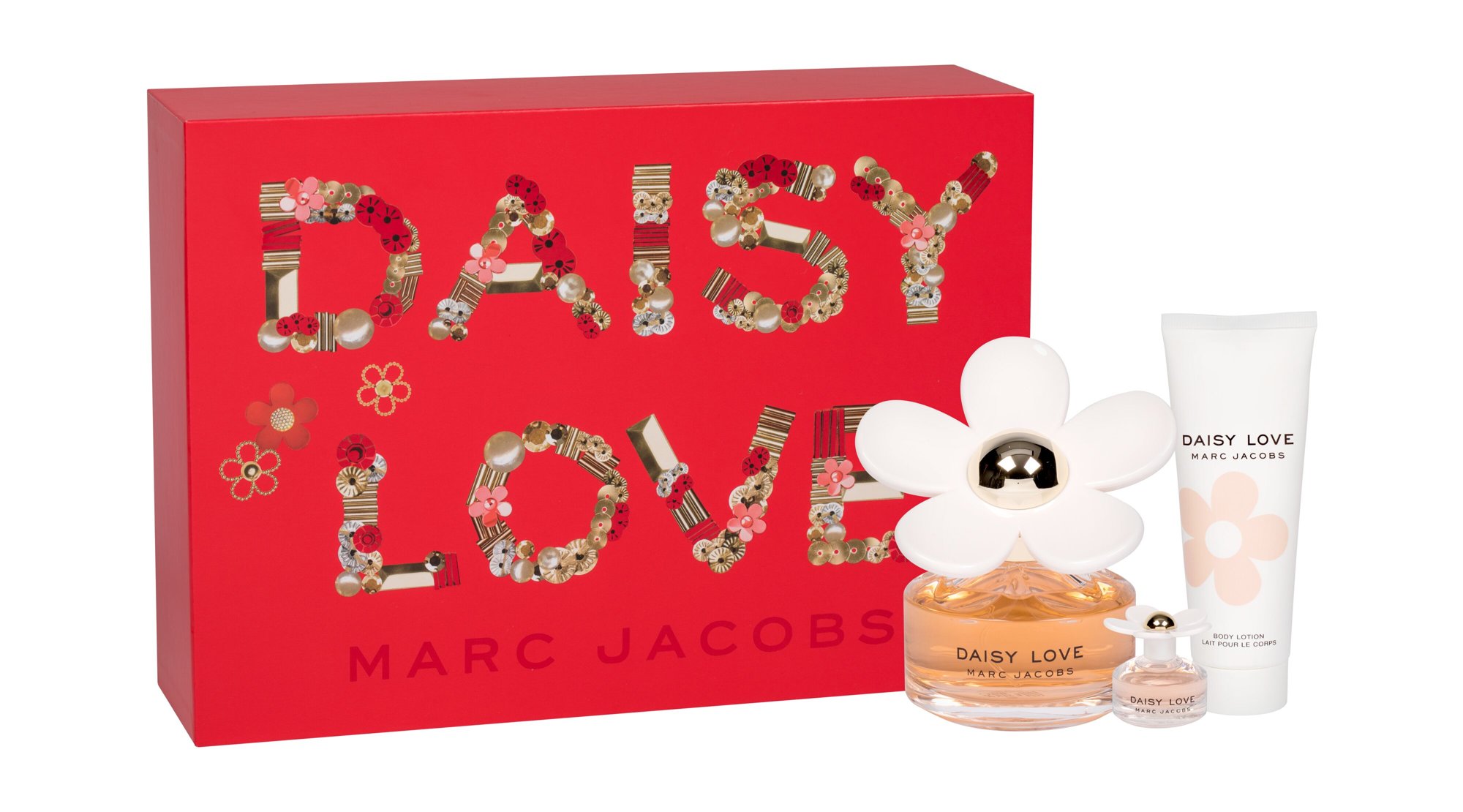 Marc Jacobs Daisy Love 100ml Edt 100 ml + Body Lotion 75 ml + Edt 4 ml kvepalai Moterims EDT Rinkinys (Pažeista pakuotė)